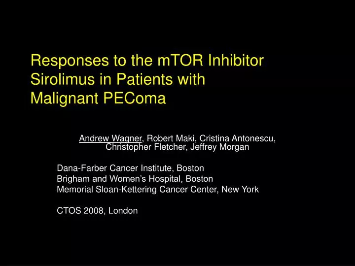 responses to the mtor inhibitor sirolimus in patients with malignant pecoma