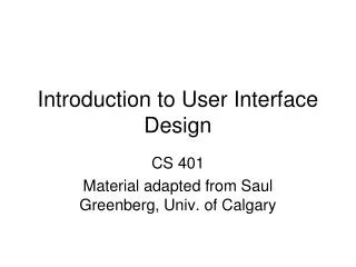 Introduction to User Interface Design