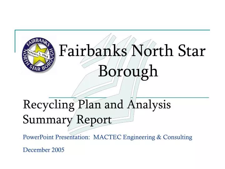 recycling plan and analysis summary report
