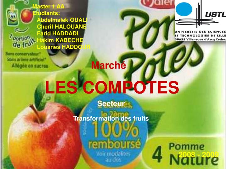 Compote pomme sans sucre ajouté 100G Andros - Grossiste Autres