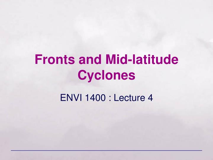 fronts and mid latitude cyclones