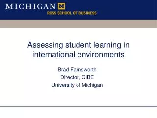 Assessing student learning in international environments