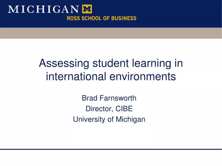 assessing student learning in international environments