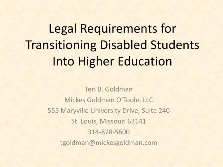 legal requirements for transitioning disabled students into higher education