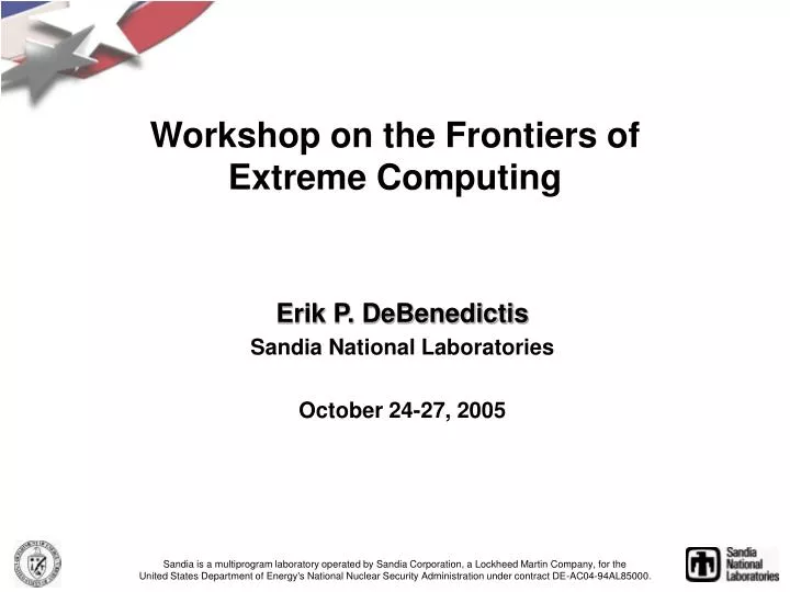 workshop on the frontiers of extreme computing