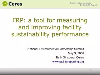 FRP: a tool for measuring and improving facility sustainability performance