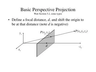 Basic Perspective Projection Watt Section 5.2, some typos