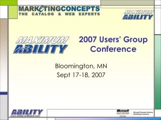 2007 Users' Group Conference