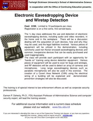 Electronic Eavesdropping Device and Wiretap Detection