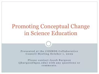 Promoting Conceptual Change in Science Education