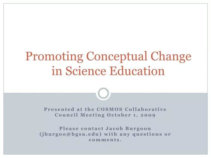 PPT - Promoting Conceptual Change In Science Education PowerPoint ...