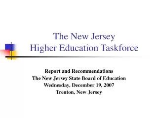 The New Jersey Higher Education Taskforce