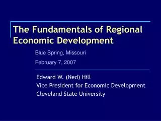 The Fundamentals of Regional Economic Development