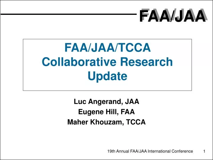 faa jaa tcca collaborative research update
