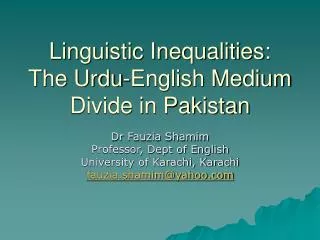 Linguistic Inequalities: The Urdu-English Medium Divide in Pakistan