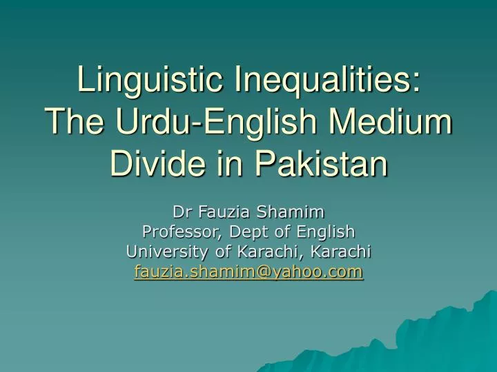 linguistic inequalities the urdu english medium divide in pakistan