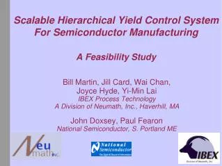 Scalable Hierarchical Yield Control System For Semiconductor Manufacturing A Feasibility Study