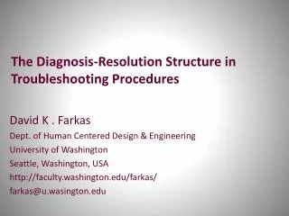 The Diagnosis-Resolution Structure in Troubleshooting Procedures