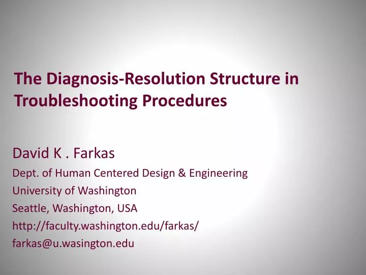 the diagnosis resolution structure in troubleshooting procedures