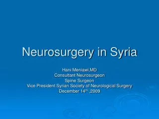 Neurosurgery in Syria