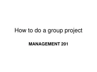 How to do a group project
