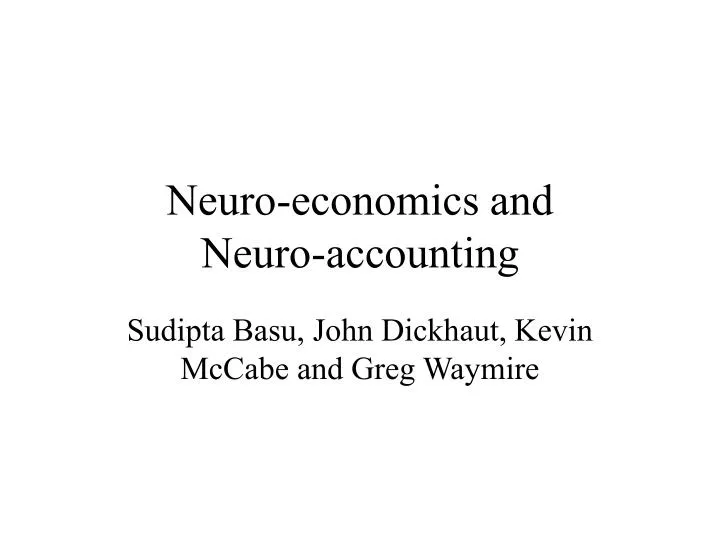 neuro economics and neuro accounting