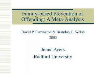 Family-based Prevention of Offending: A Meta-Analysis