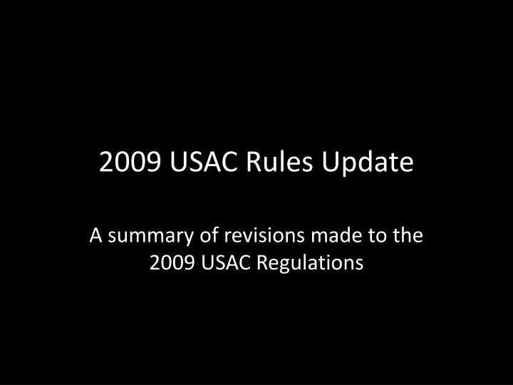 2009 usac rules update