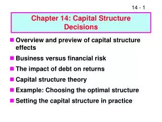 Chapter 14: Capital Structure Decisions