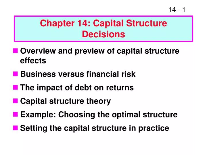 chapter 14 capital structure decisions