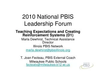 2010 National PBIS Leadership Forum