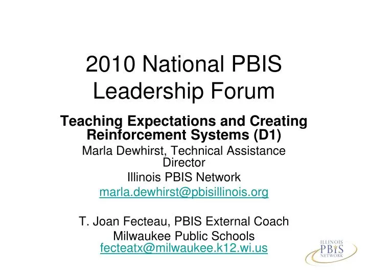 2010 national pbis leadership forum