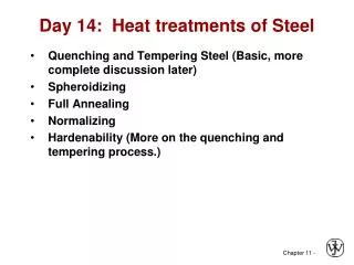 Day 14: Heat treatments of Steel