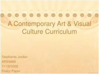 A Contemporary Art &amp; Visual Culture Curriculum