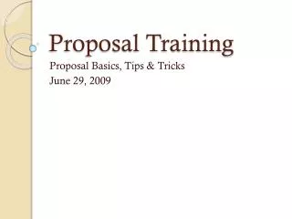 Proposal Training
