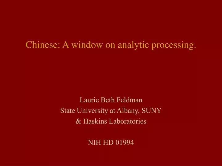 chinese a window on analytic processing