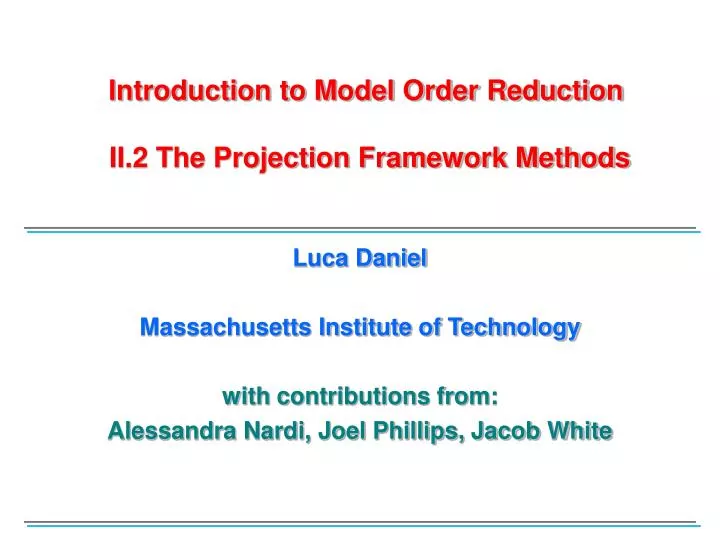 introduction to model order reduction ii 2 the projection framework methods