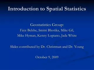 Introduction to Spatial Statistics