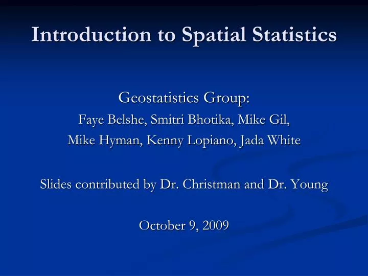 introduction to spatial statistics