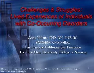 Challenges &amp; Struggles : Lived Experiences of Individuals with Co-Occurring Disorders