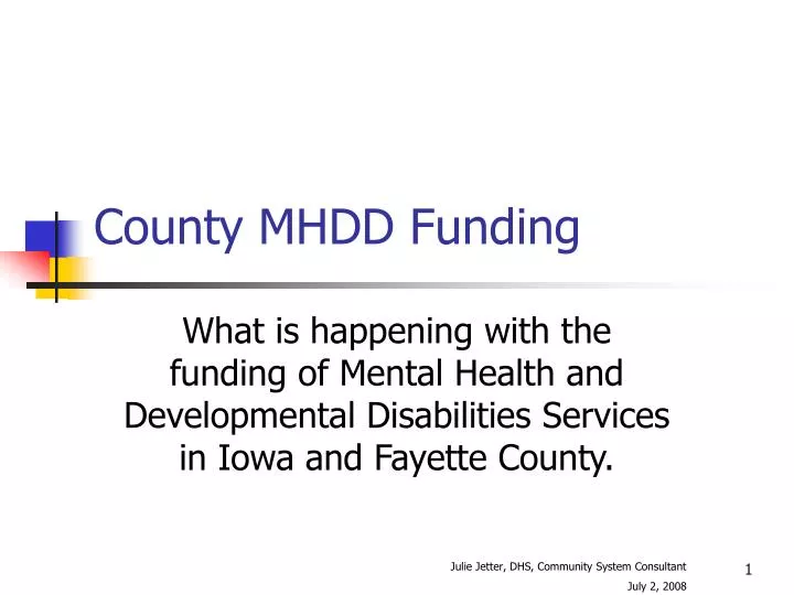 county mhdd funding