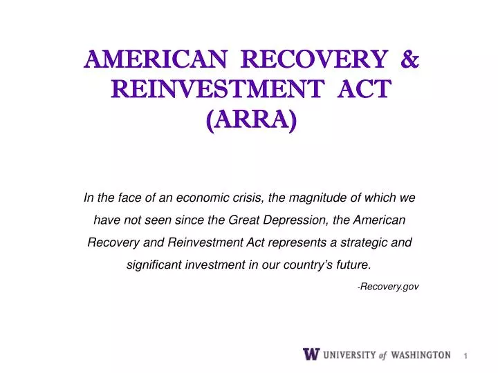 american recovery reinvestment act arra