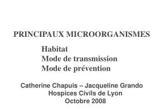 PRINCIPAUX MICROORGANISMES