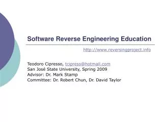 Software Reverse Engineering Education
