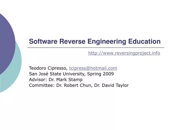 software reverse engineering education