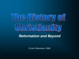 Reformation and Beyond