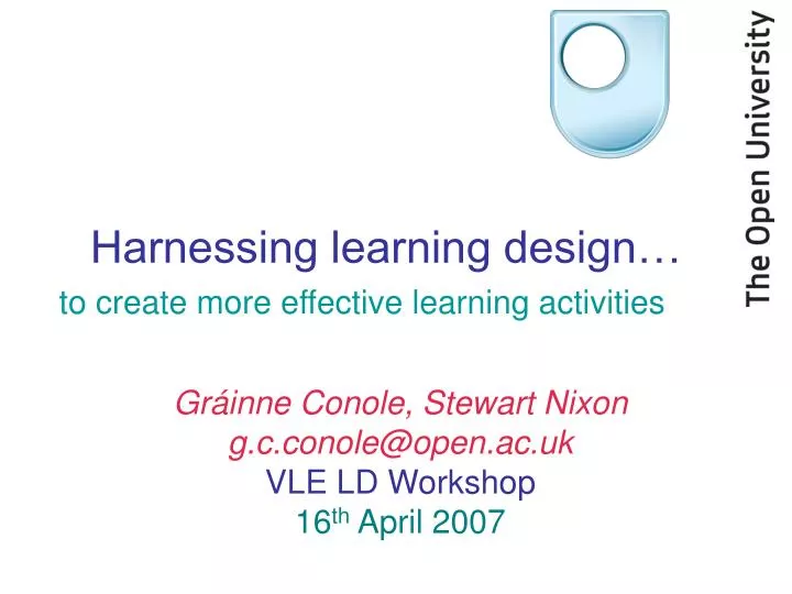 harnessing learning design