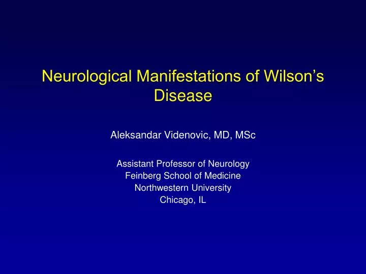 neurological manifestations of wilson s disease