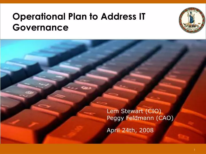 operational plan to address it governance