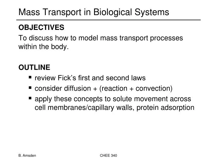 mass transport in biological systems